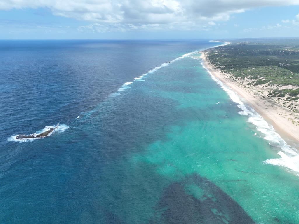 Aerial view of the Island Rock Beach Estate coastline